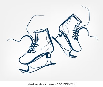 skates one line vector isolated design element