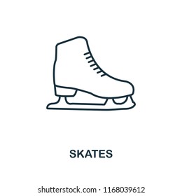 Skates outline icon. Simple element illustration. Skates icon in outline style design from sport equipment collection. Can be used for web, mobile and print. web design, apps, software, print.