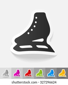 skates paper sticker with shadow. Vector illustration