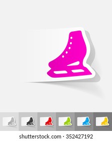 skates paper sticker with shadow. Vector illustration