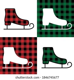 Skates pattern at Buffalo Plaid. Festive background for design and print eps 10