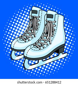 Skates pop art style vector illustration. Comic book style imitation