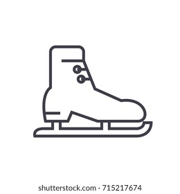 Skates, racing flat line illustration, concept vector isolated icon on white background 