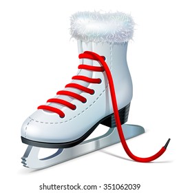 Skates with red laces and fur on the top