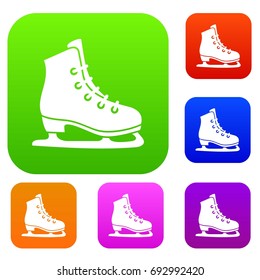 Skates set icon in different colors isolated vector illustration. Premium collection
