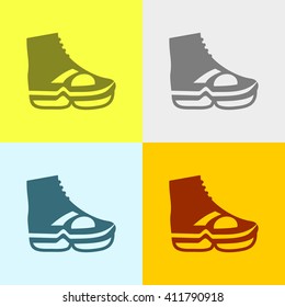 Skates Shoes Icon on Four Different Backgrounds. Eps-10.