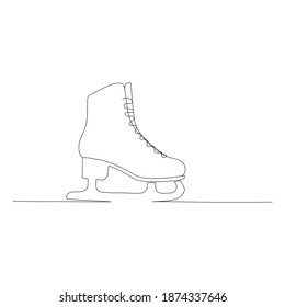 Skates single line drawing. Abstract sports shoes modern design. Vector illustration. Continuous one line art style