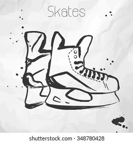 Skates sketch.  Vector isolated illustration. 