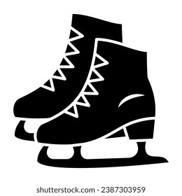 Skates solid icon, New Year concept, Skating sign on white background, ice skate icon in glyph style for mobile concept and web design. Vector graphics