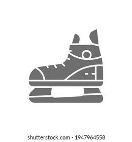Skates, sport equipment gray icon. Isolated on white background