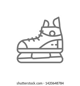 Skates, sport equipment line icon.