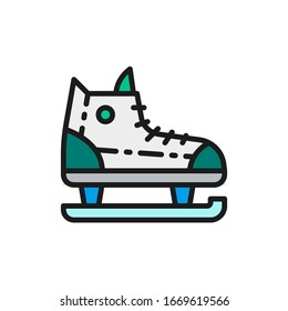 Skates, sports equipment flat color line icon.