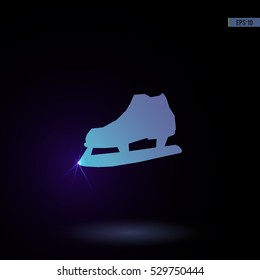 Skates. Vector icon. Graphic symbol for web design, logo. Isolated sign on a black background.