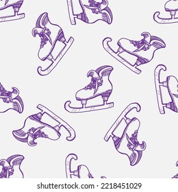 Skates vector seamless pattern for print or web design