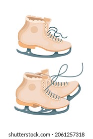 Skates. Winter holidays. Isolated vector colorful element on a white background. 