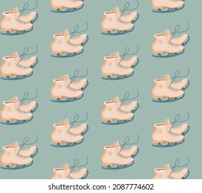Skates. Winter sports. Winter time. Holiday. Seamless pattern. Design for paper, cover, fabric, interior decor.