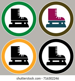 Skating is allowed.
Posters of resolving character with an icon depicting a sports tool for ice skating.