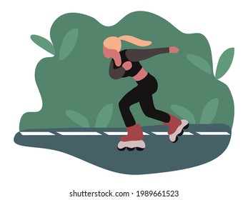 Skating beauty illustration vector flat style illustration