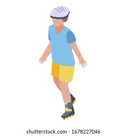 Skating boy icon. Isometric of skating boy vector icon for web design isolated on white background