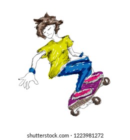 skating boy illustration