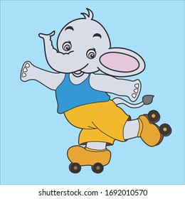 skating cartoon elephant for play school