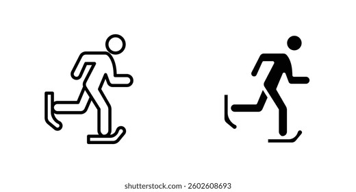 Skating flat Icons in line outline and flat solid style on white background