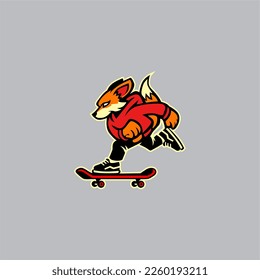 Skating Fox Logo Vector Design