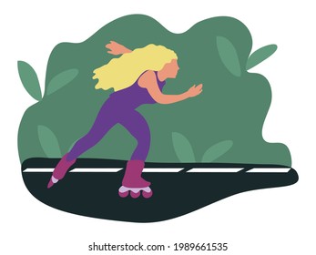 skating girl vector flat style illustartion