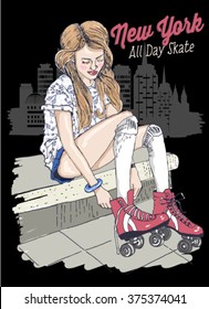 skating girl.London.illustration.New york.