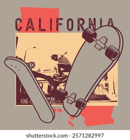 Skating Graphic California for T Shirt Print