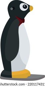 skating helper penguin. Child skates training aid. Winter season sport activity. outdoor holiday, weekend on blue ice rink, frozen lake, river. Vector illustration