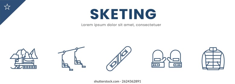 Skating ice line Icon Set .figure, speed, hockey . Vector Illustration.	
