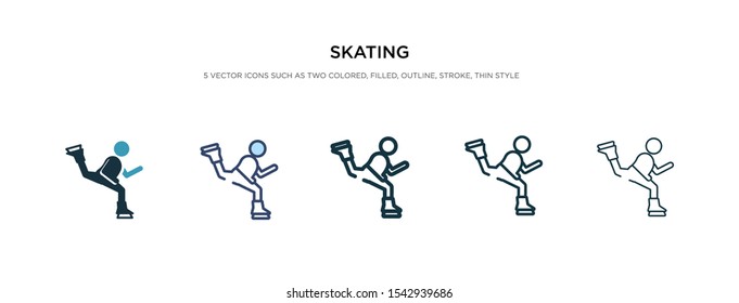 skating icon in different style vector illustration. two colored and black skating vector icons designed in filled, outline, line and stroke style can be used for web, mobile, ui