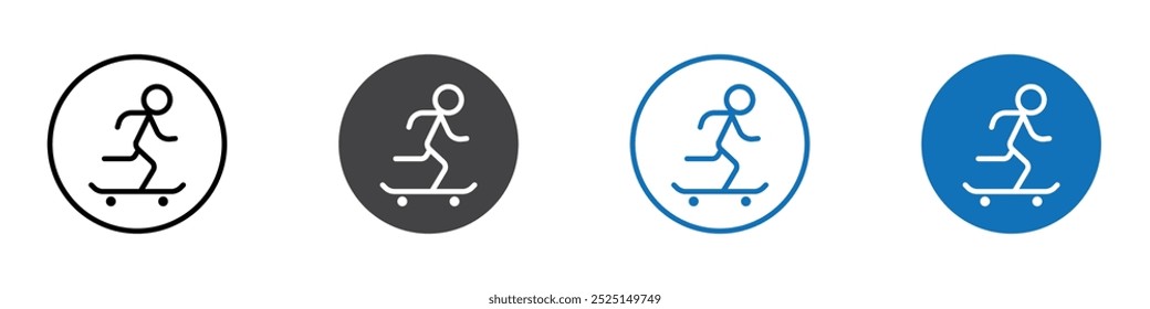 Icono de patinaje aislado en el conjunto de Vector de fondo blanco