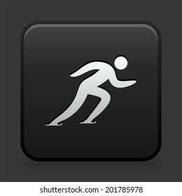 Skating Icon on Black and White Button 