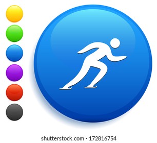 Ícone de patinação na coleção de botões redondos