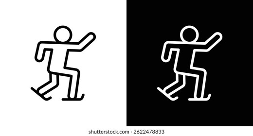 Ícone de patinação forma gráfico simples clipart símbolo. linha fina contorno arte