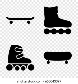 Skating icons set. set of 4 skating filled icons such as skate rollers, skate, roller skate