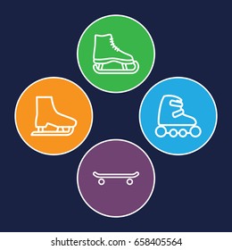 Skating icons set. set of 4 skating outline icons such as skate rollers, ice skate