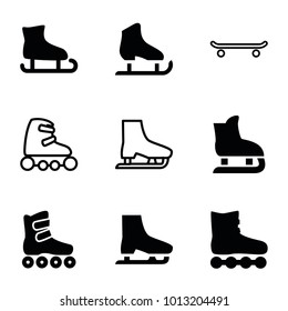 Skating icons. set of 9 editable filled and outline skating icons such as roller skate, ice skate