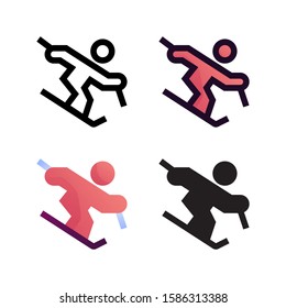 Skating logo icon design in four style. Line, Glyph, Flat Gradient and Color Line style
