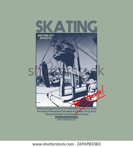 Skating New York ride with pride vector illustration graphic tee