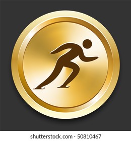Skating on Golden Internet Button Original Illustration