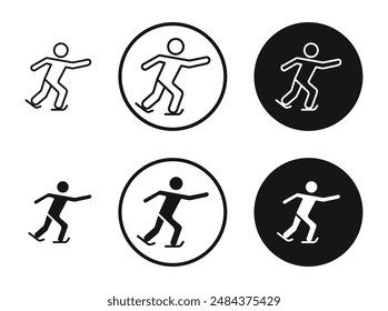 Skating outlined icon vector collection.