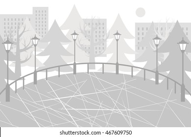 skating place grey flat illustration