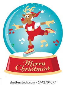 Skating reindeer cartoon character vector illustration