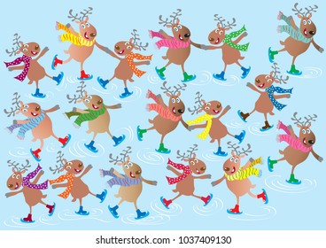 Skating Reindeer Pattern
