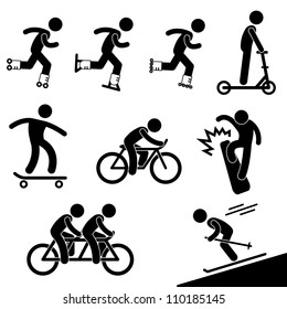 Skating and Riding Activity Icon Symbol Sign Pictogram