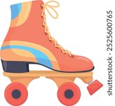 Skating roller cartoon icon. Retro color urban sport gear isolated on white background