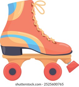 Skating roller cartoon icon. Retro color urban sport gear isolated on white background